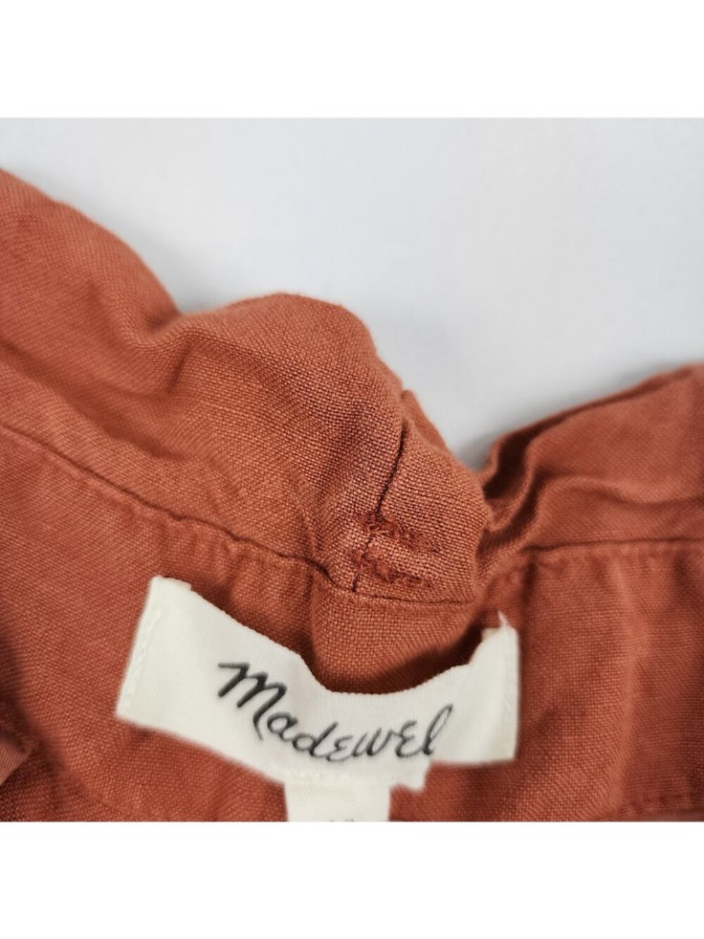 Madewell Pants Womens 12 Rust Linen-Blend Paperbag Pleated High Waist Pant - Picture 4 of 10